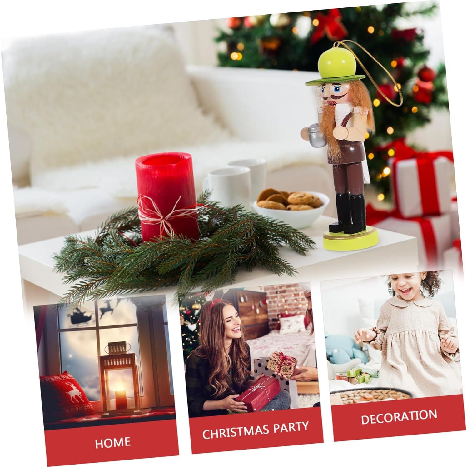 6 Adornos de Cascanueces de Madera para Navidad - Veemoon