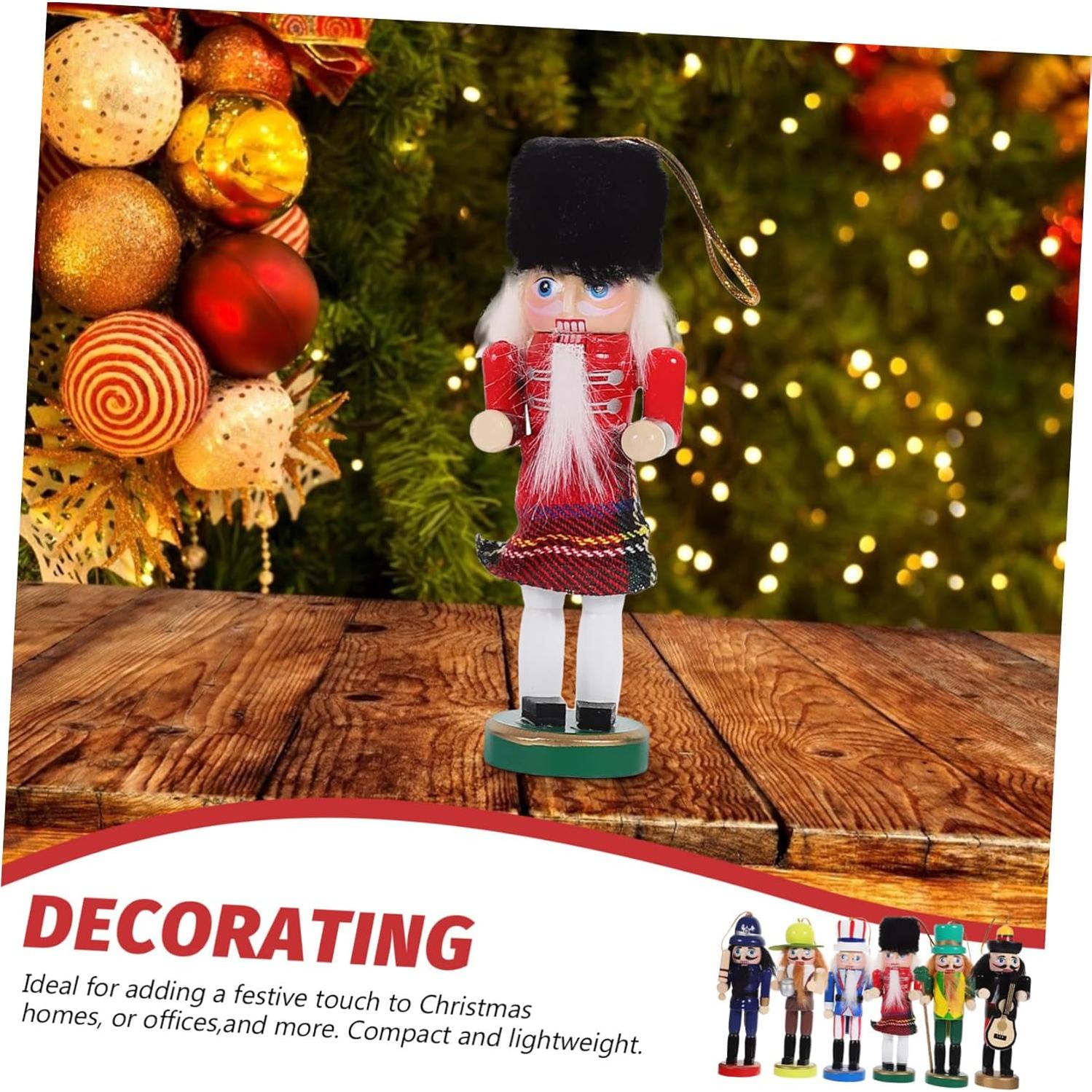 6 Adornos de Cascanueces de Madera para Navidad - Veemoon