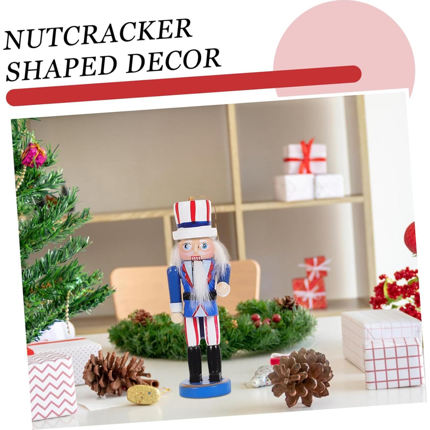 6 Adornos de Cascanueces de Madera para Navidad - Veemoon