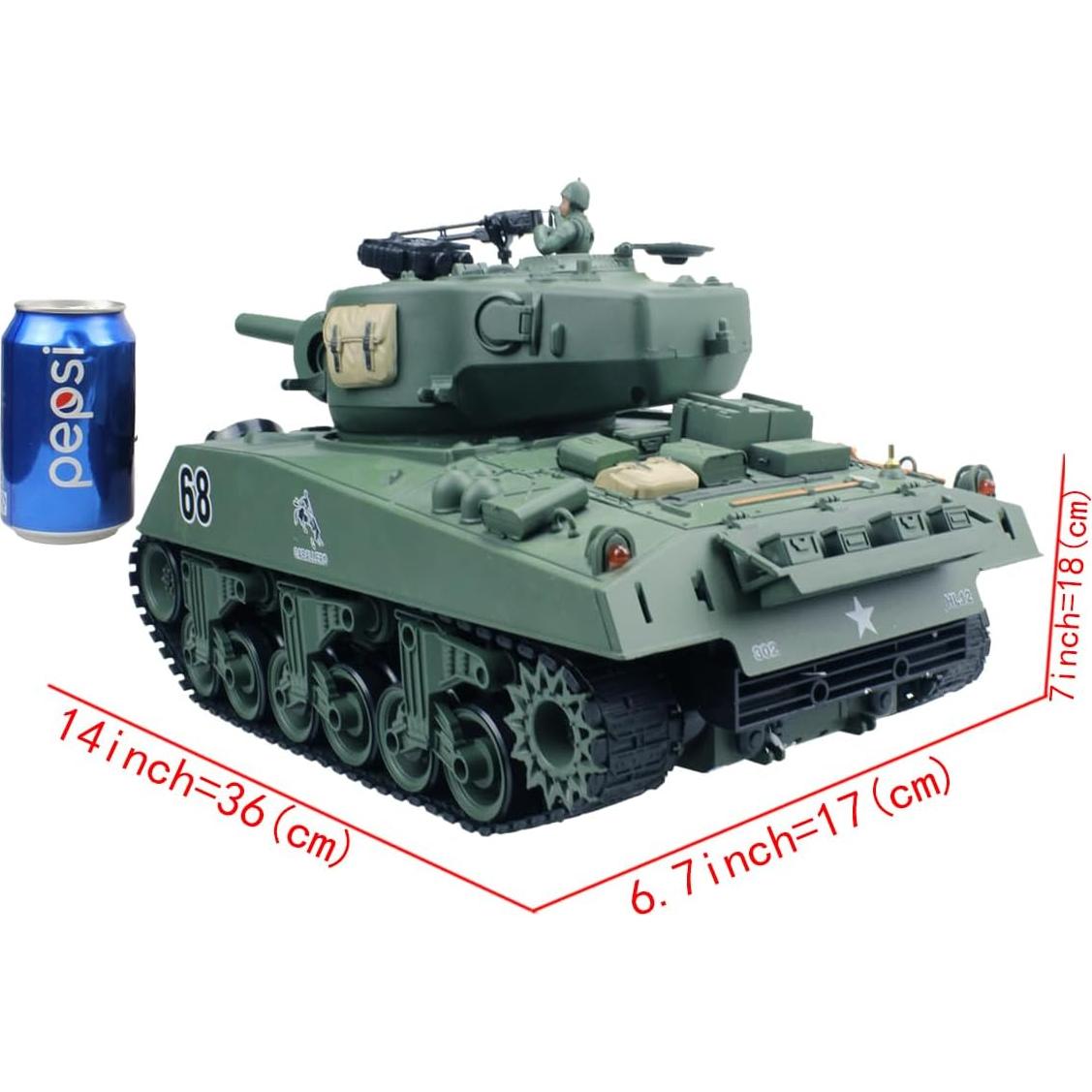 Tanque RC Fisca M4A3 15 Canales 2.4GHz Airsoft 3.08kg