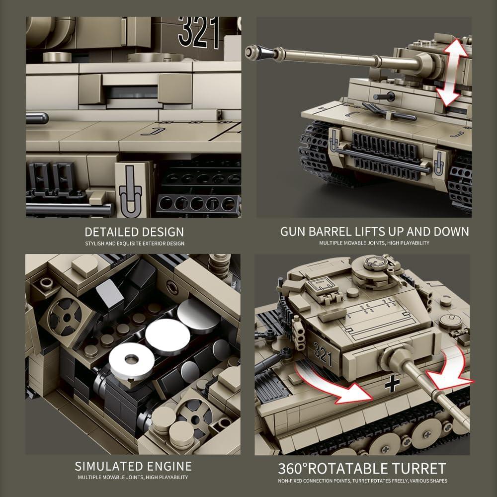 Set de Bloques de Construcción Tanque Alemán Tiger I MISINI 77031