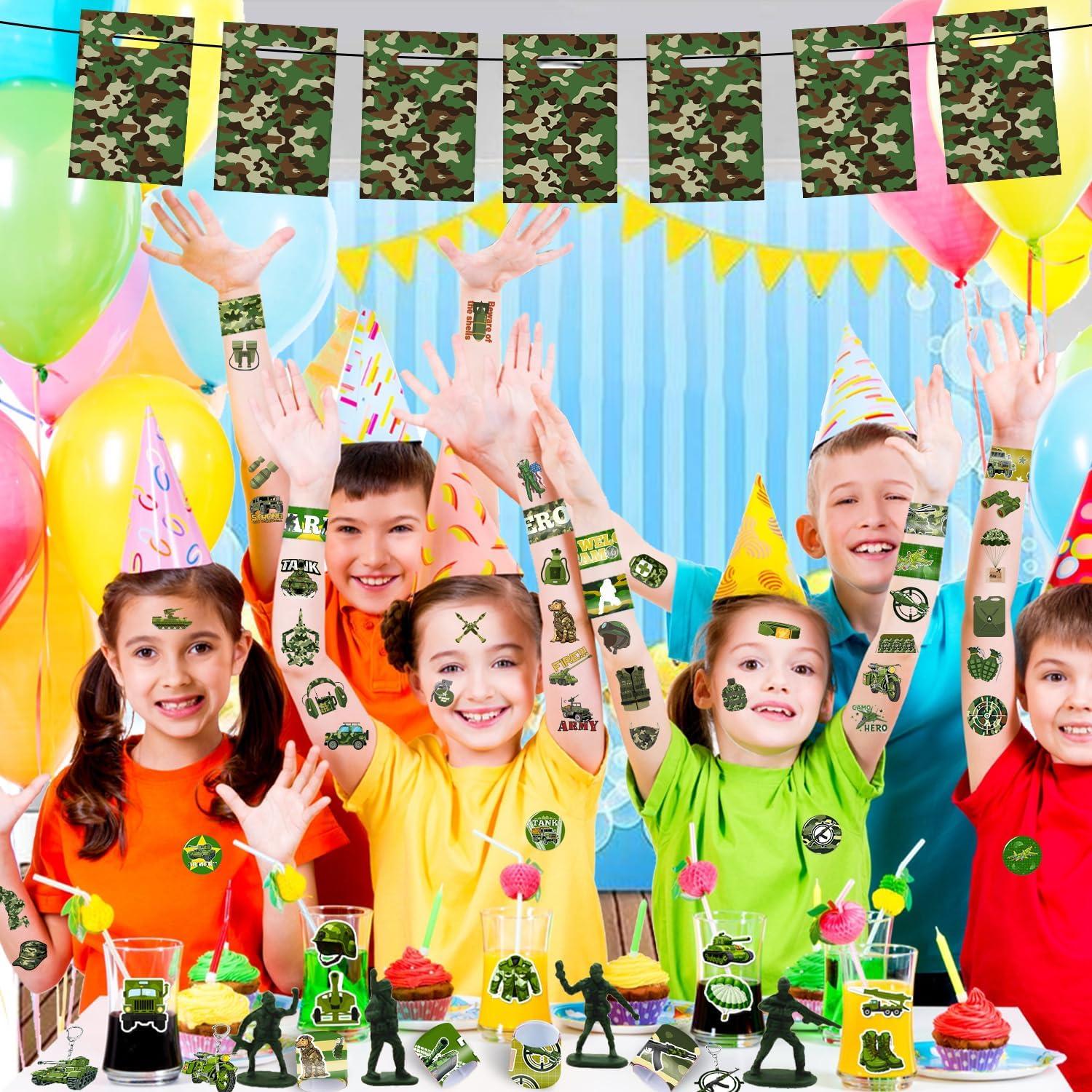 Kit Fiesta Ejército 122 Piezas - Stickers, Tatuajes, Pulseras