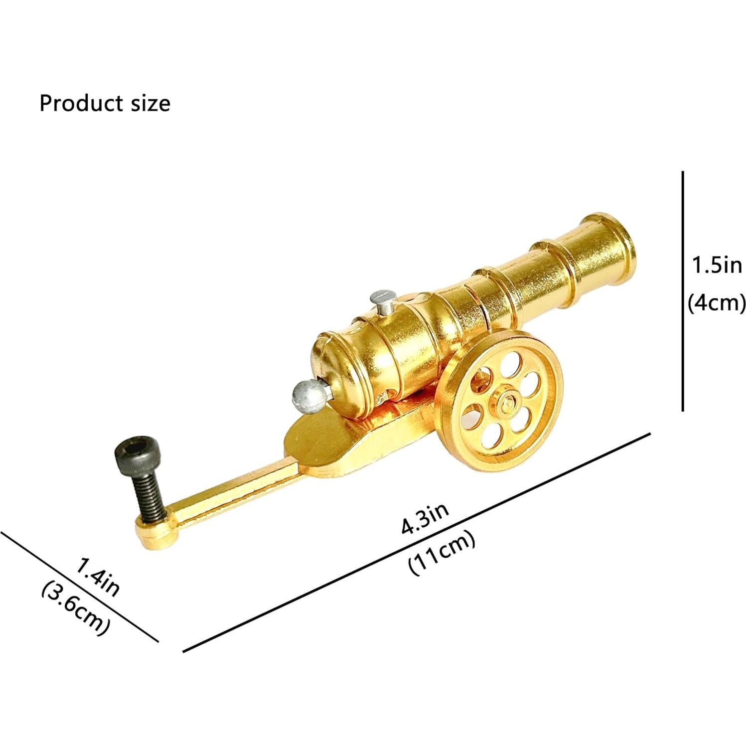 Mini Cañón Dorado de Metal Genérico 11.4 cm Decoración