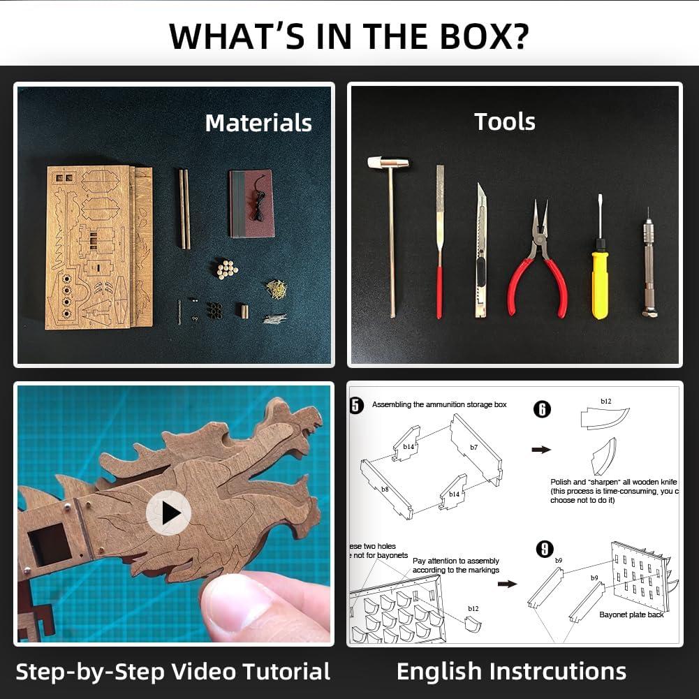 Mini Ballista Dragón Antiguo YAQUMW Catapulta 3D STEM 23x24x15cm
