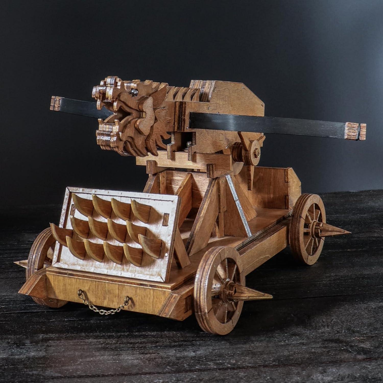 Mini Ballista Dragón Antiguo YAQUMW Catapulta 3D STEM 23x24x15cm