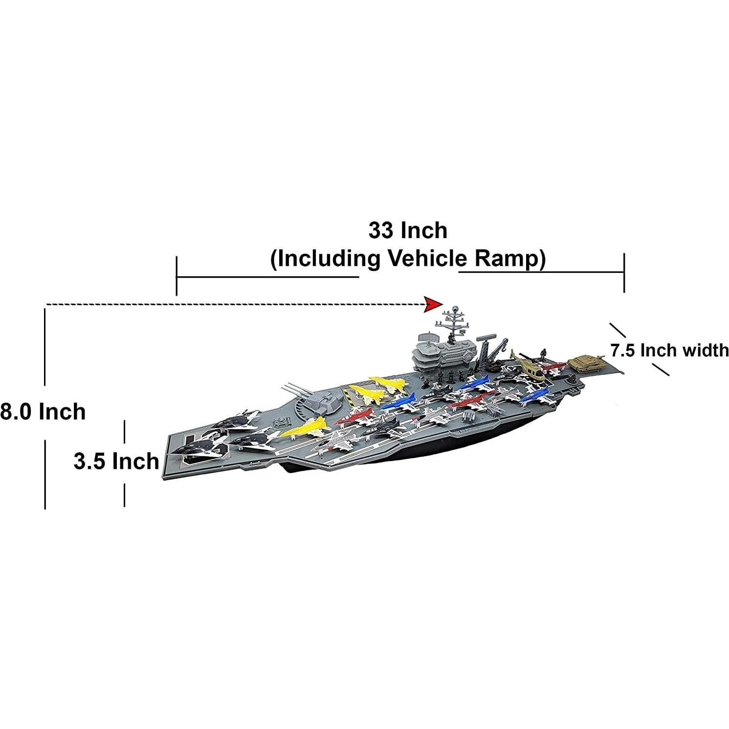Portaaviones de Juguete Toy Essentials con 18 Aviones y 12 Vehículos