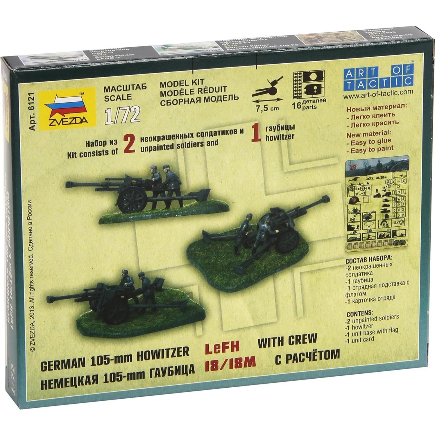 Kit de Modelo Zvezda 1/72 Howitzer LFH-18 Alemán