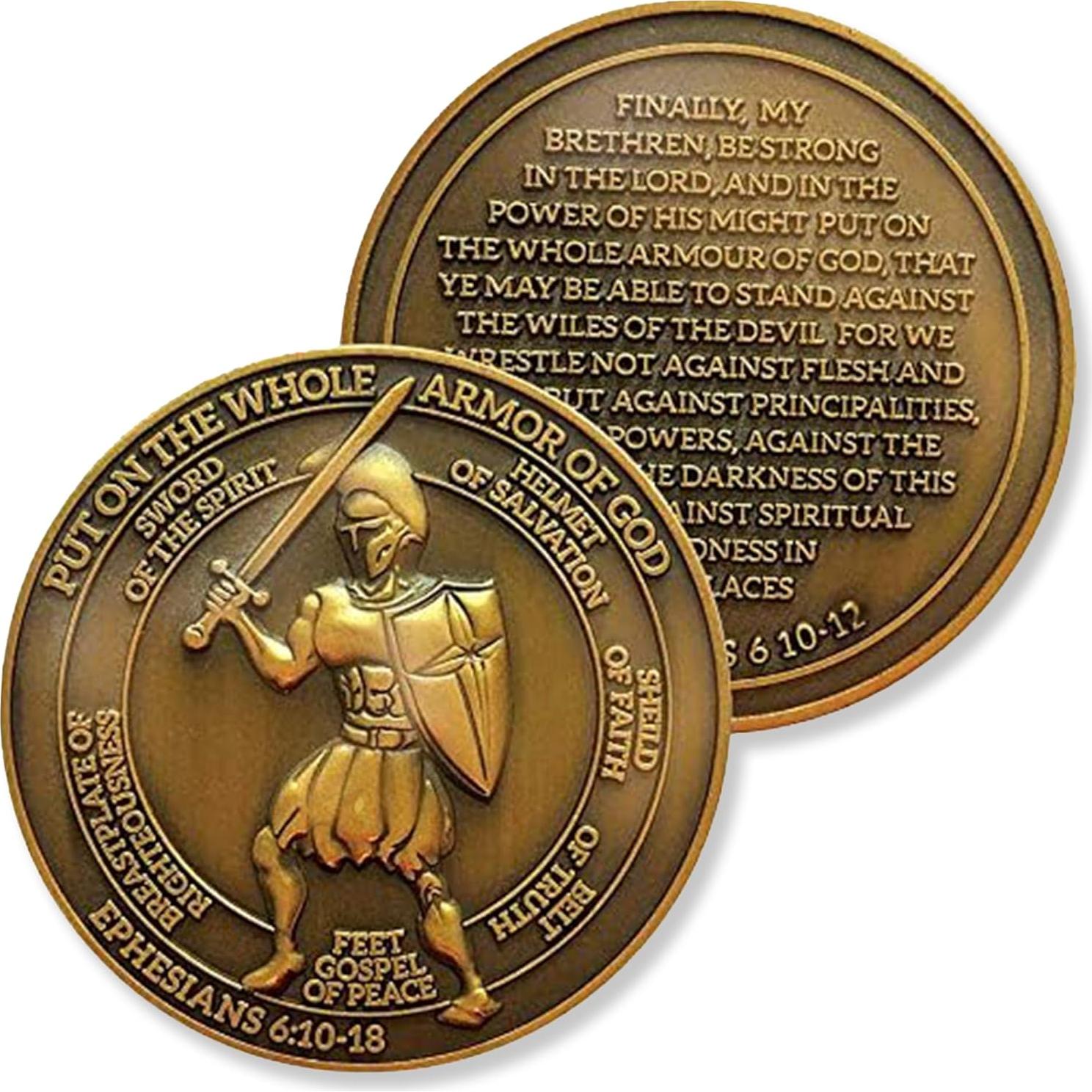 Monedas Desafío Armadura de Dios 10pc - Efesios 6:10 - 4.45 cm