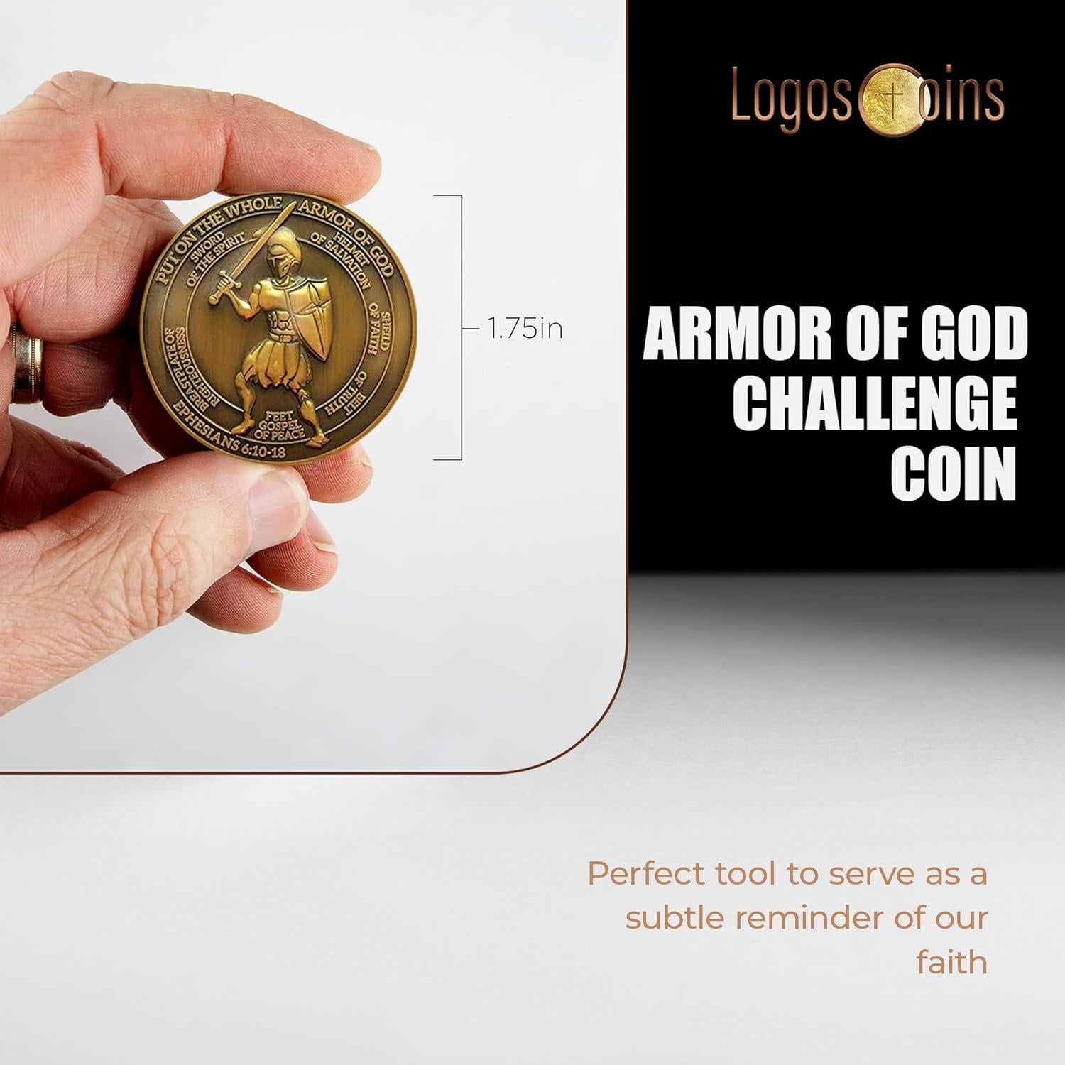 Monedas Desafío Armadura de Dios 10pc - Efesios 6:10 - 4.45 cm