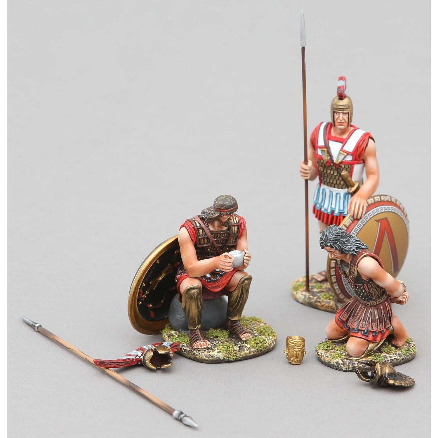 Conjunto de Figuras Espartanas Thomas Gunn 1:30 3 Figuras