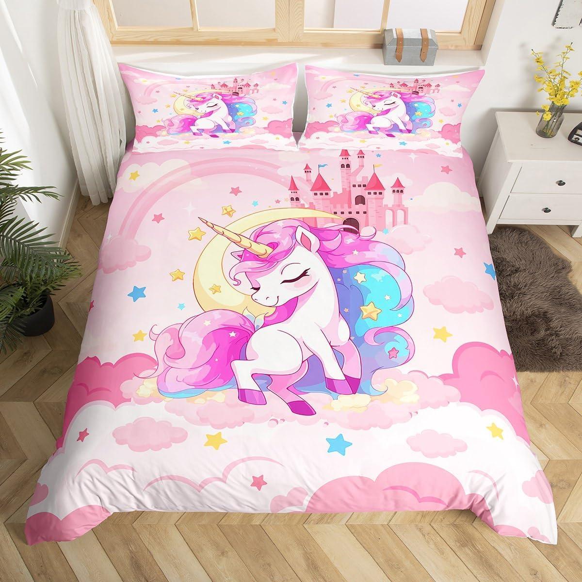 Juego de Ropa de Cama Queen Unicornio Castle Fairy