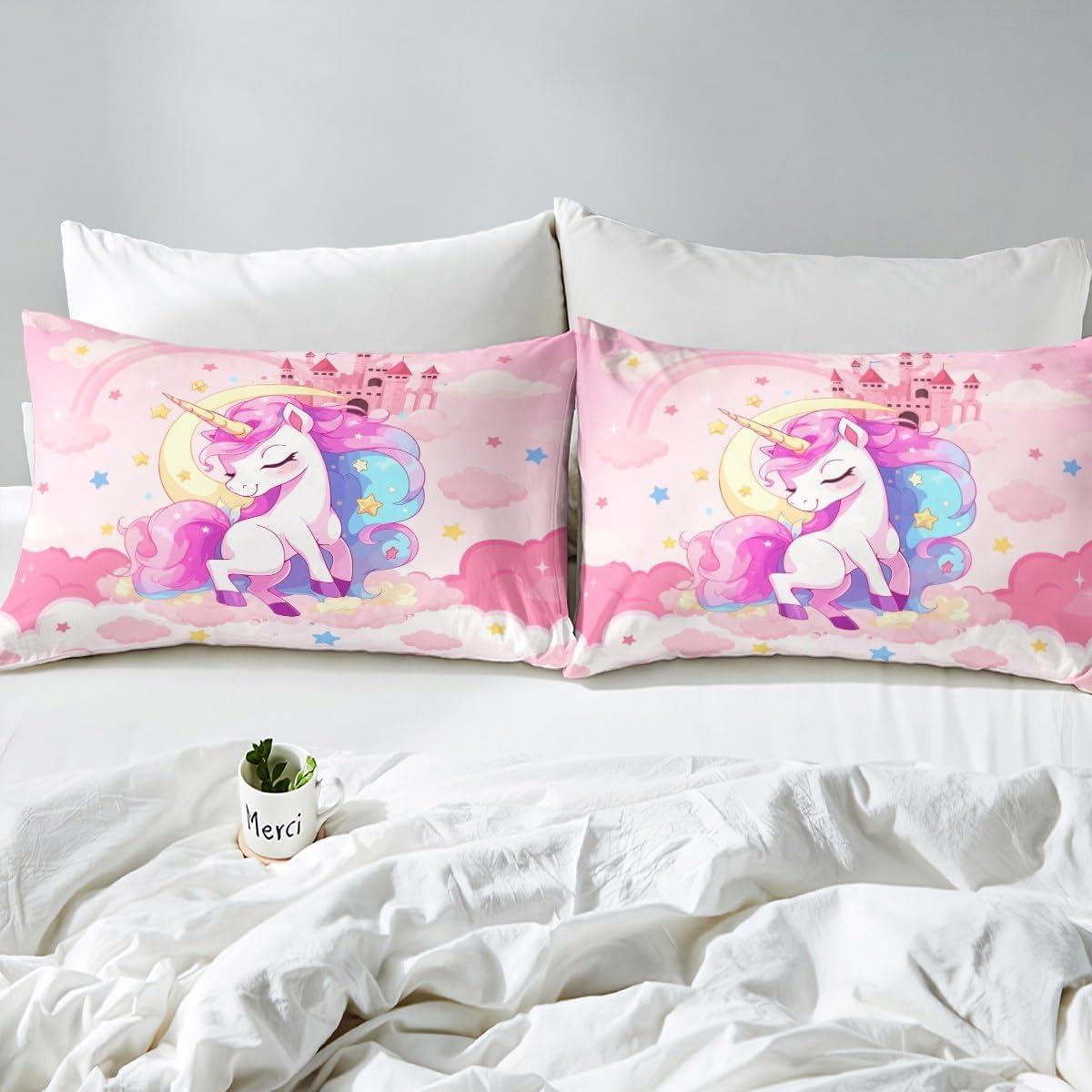 Juego de Ropa de Cama Queen Unicornio Castle Fairy