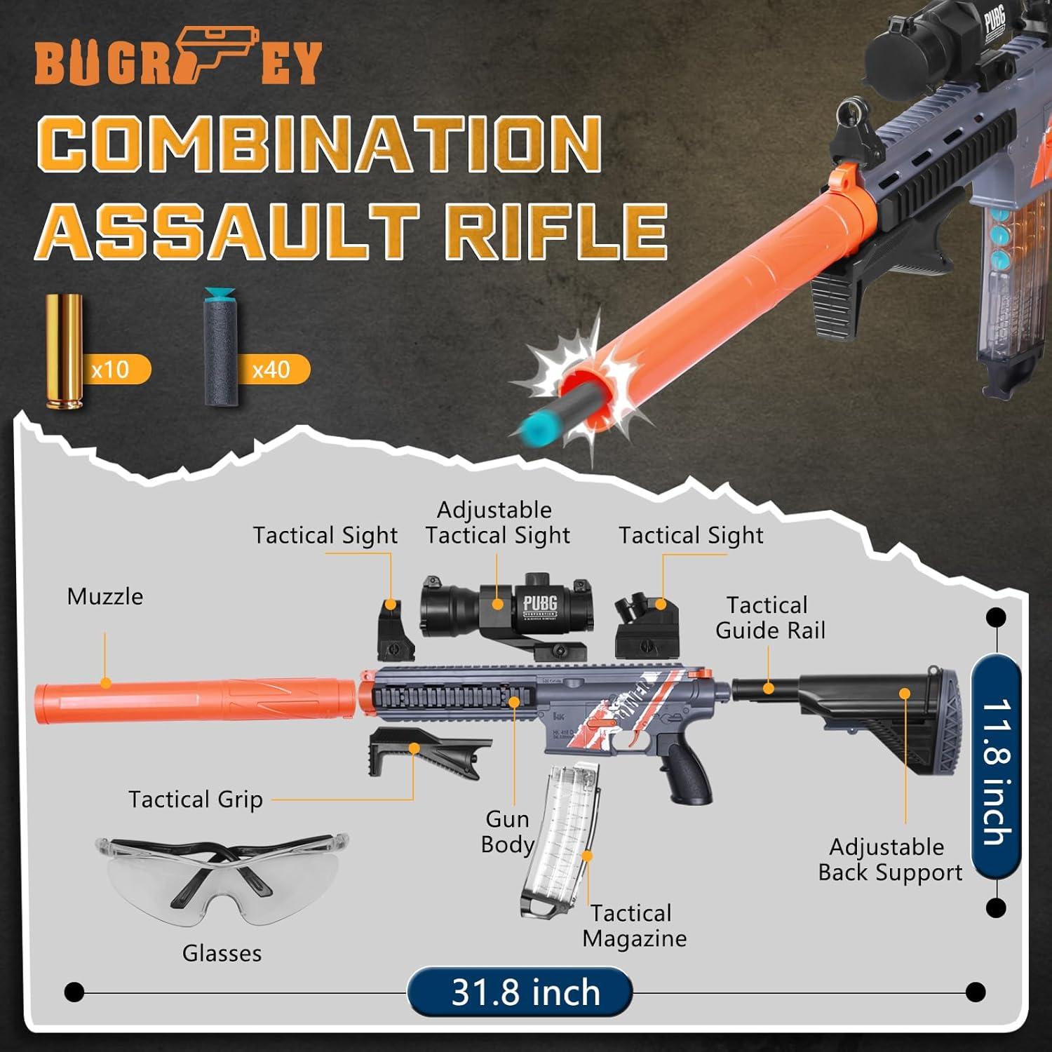 Pistola de Juguete Eléctrica Bugrtey M601 con 40 Balas Suaves