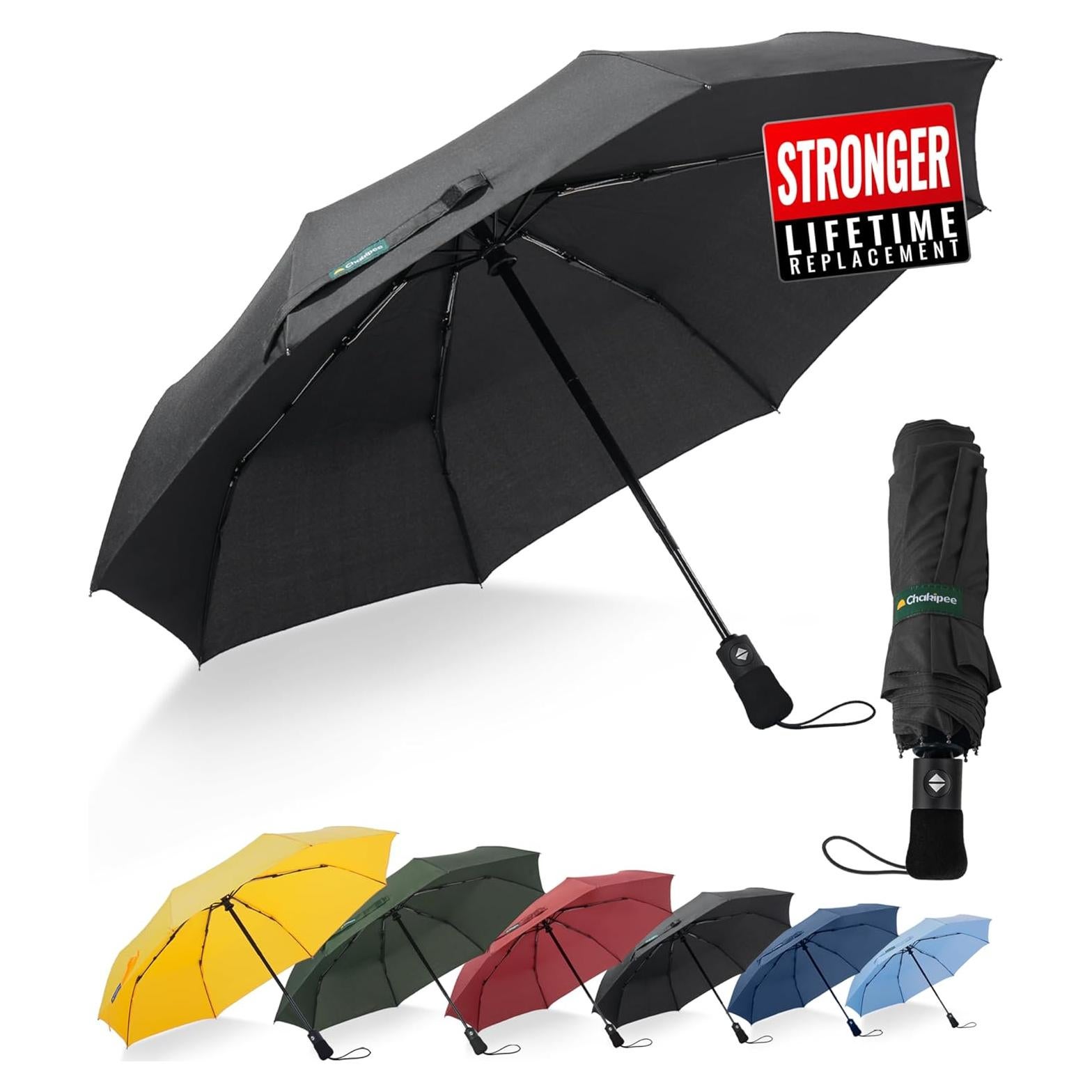 Paraguas Compacto Automático Resistente al Viento 210T Negro