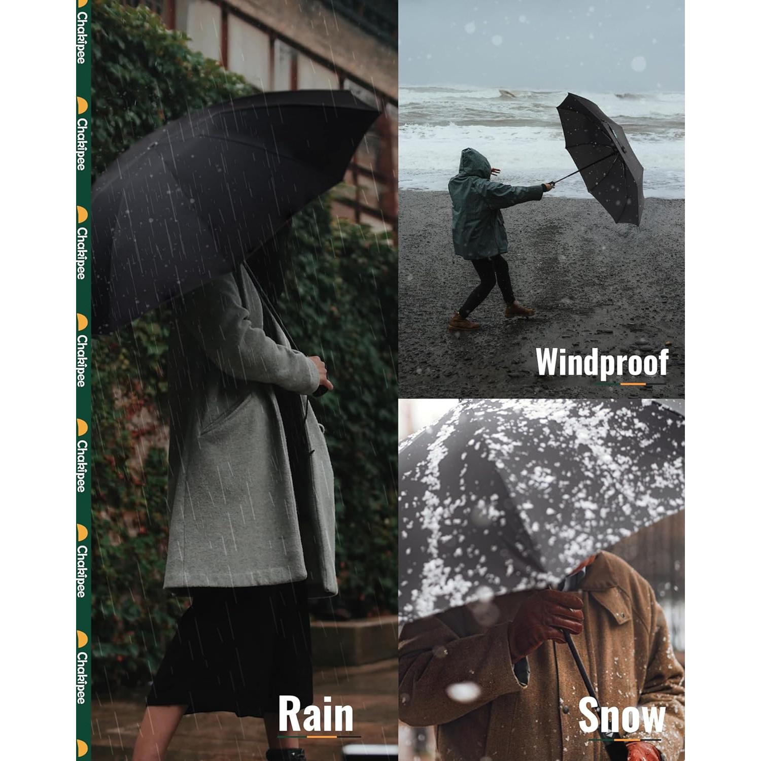 Paraguas Compacto Automático Resistente al Viento 210T Negro