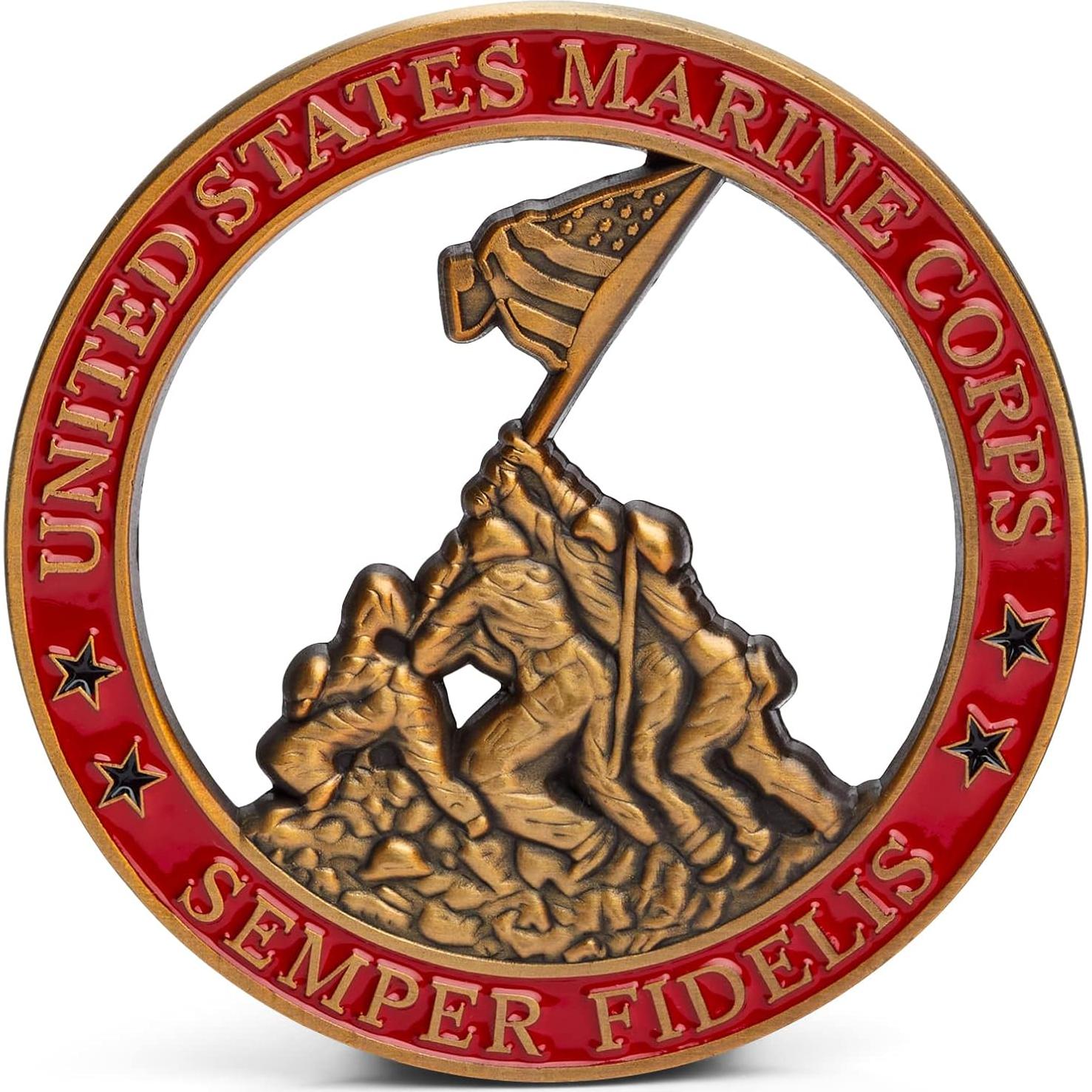 Marine Corps Iwo Jima USMC Challenge Coin with Actual Sands of Iwo Jima - Marine Corps Gifts Disabled Vet Owned Business - Iwo Jima Coin
