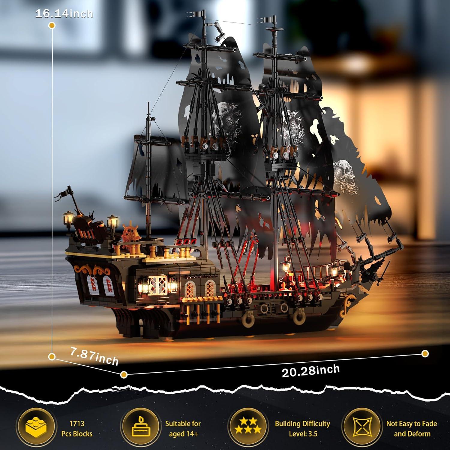 Juego de Construcción Barco Pirata Brihappen 1713 Piezas
