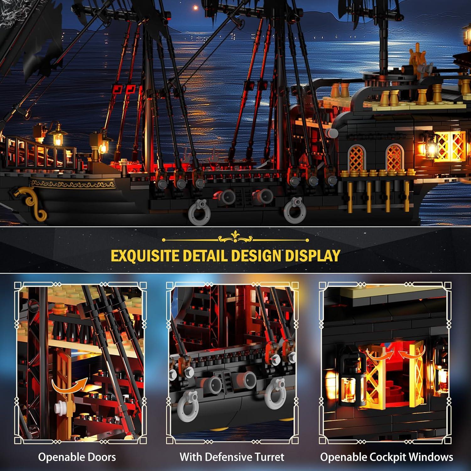 Juego de Construcción Barco Pirata Brihappen 1713 Piezas