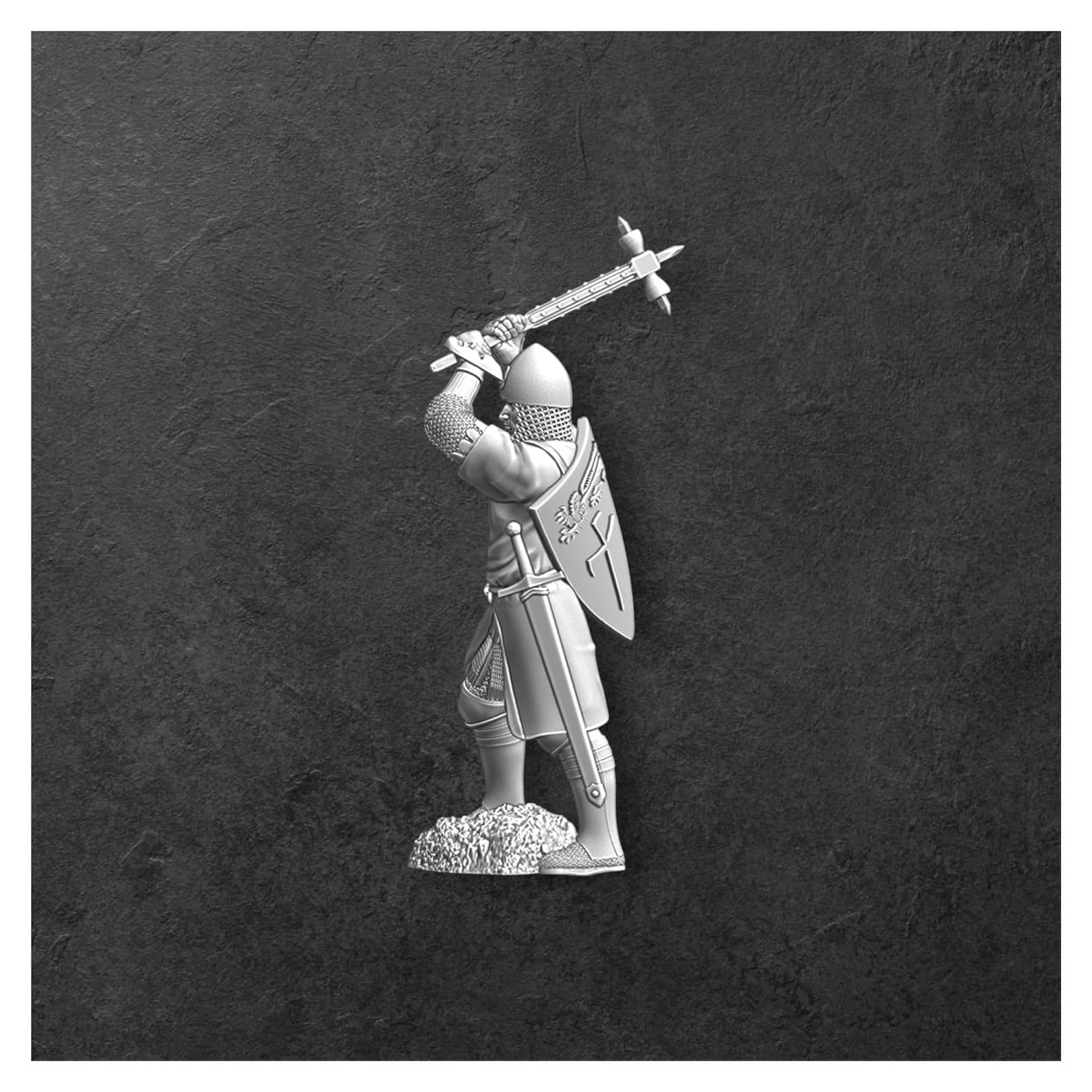 Caballero Cruzado Medieval Tofer's Miniatures 28 mm con Martillo