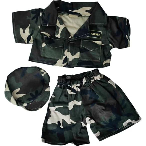 Conjunto Militar Verde para Peluches 35-46 cm con Gorra
