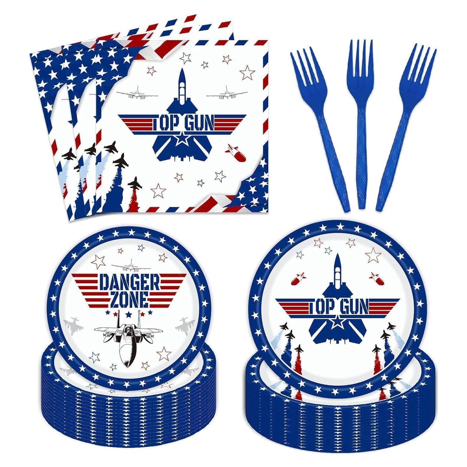 Juego de Vajilla de Fiesta Aysimple Jet de Combate 96 Piezas