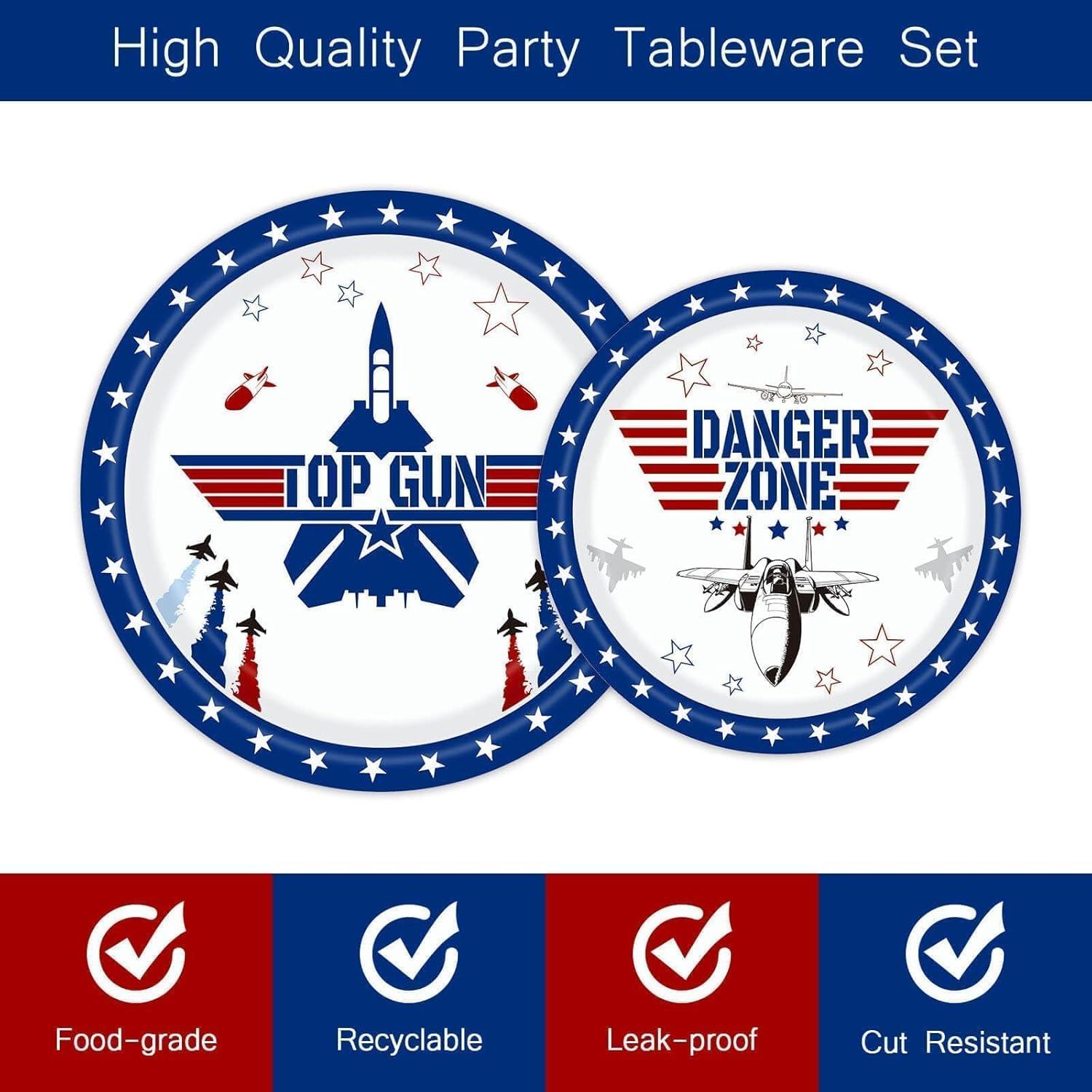 Juego de Vajilla de Fiesta Aysimple Jet de Combate 96 Piezas