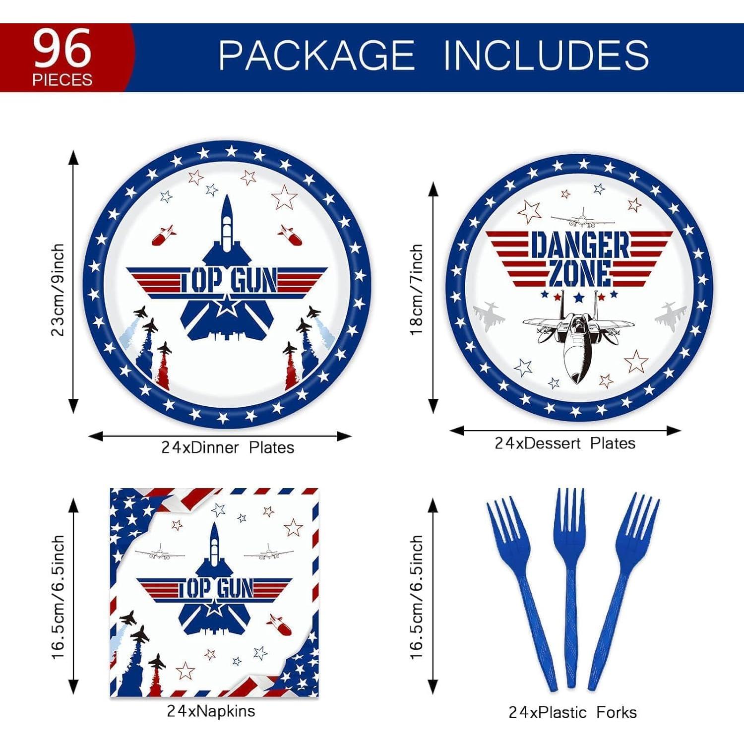 Juego de Vajilla de Fiesta Aysimple Jet de Combate 96 Piezas