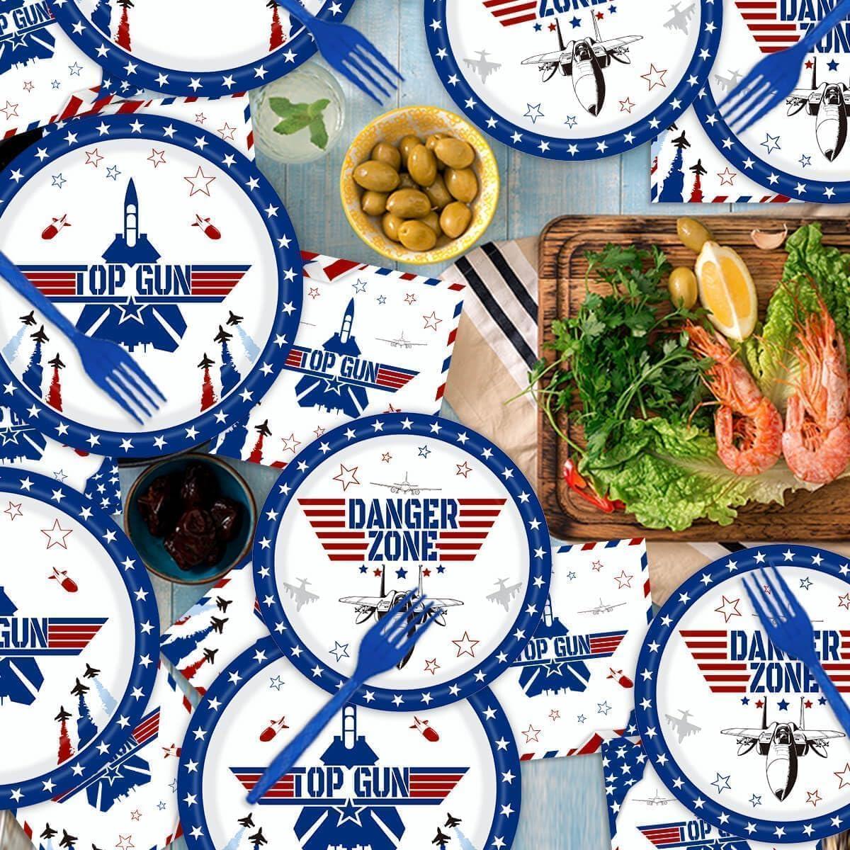 Juego de Vajilla de Fiesta Aysimple Jet de Combate 96 Piezas