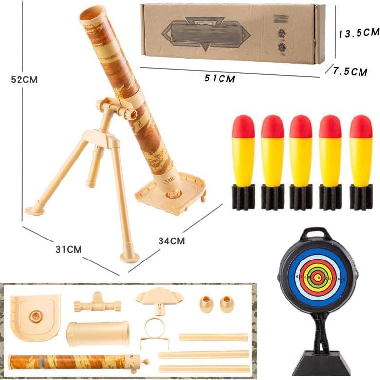 Juego de Lanzador de Mortero ZZPXMY con 5 Cohetes de Espuma