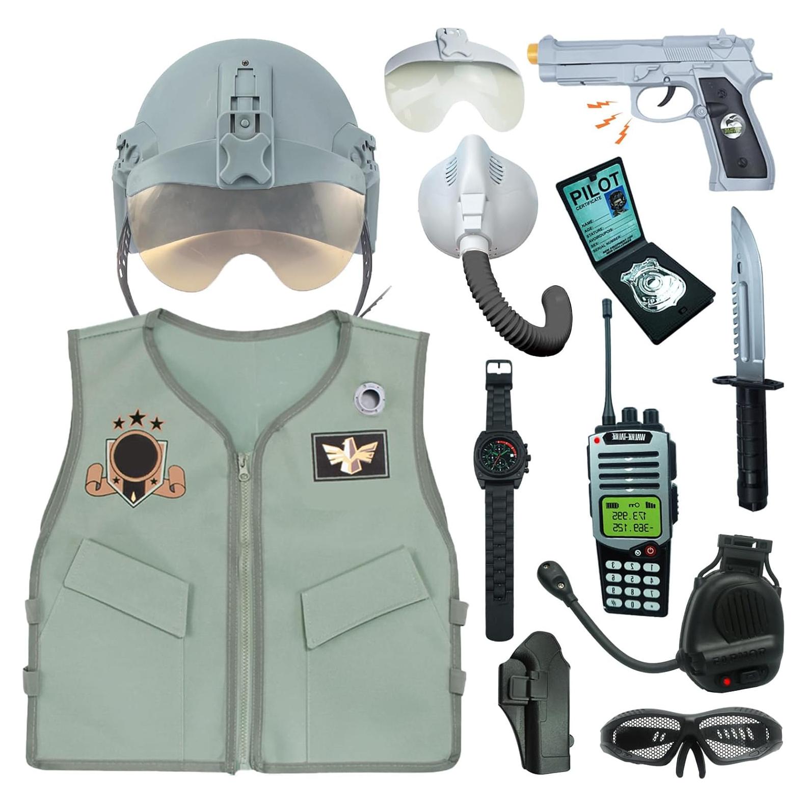 Disfraz de Piloto de Caza RedCrab para Niños 10 Piezas