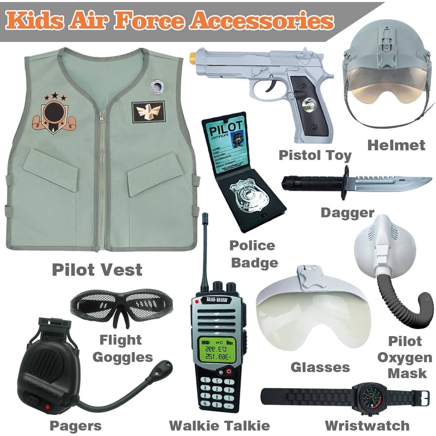 Disfraz de Piloto de Caza RedCrab para Niños 10 Piezas