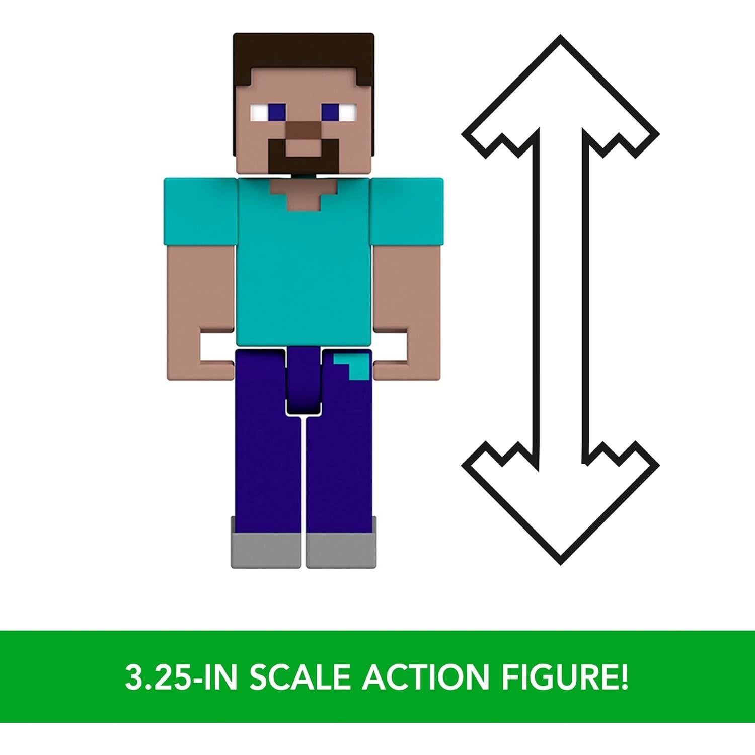 Figuras de Acción Minecraft Mattel - Steve y Cerdos, 8.26 cm