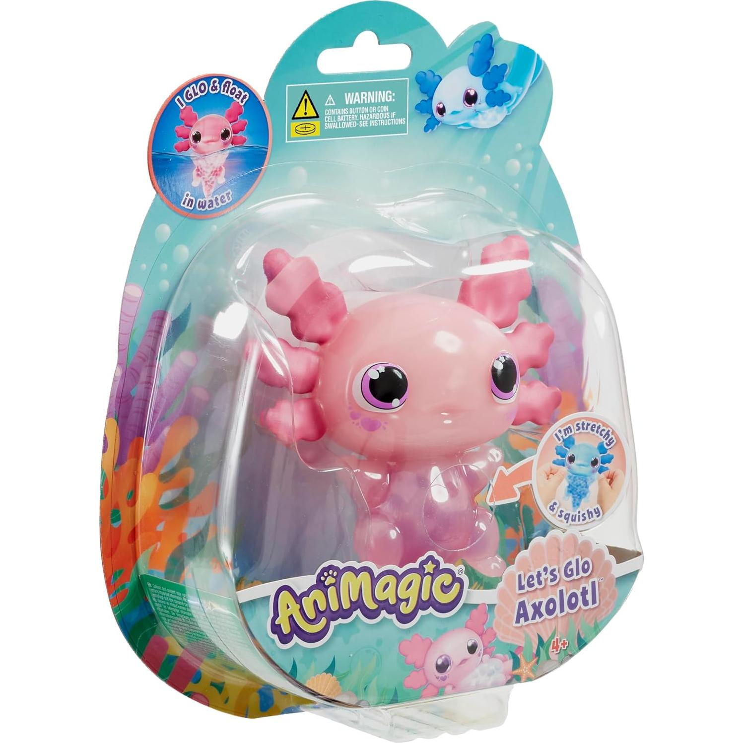 Axolote Let's Glo Rosa Goliath - Juguete Interactivo Acuático