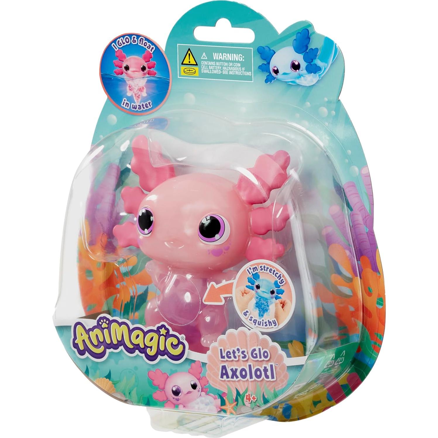 Axolote Let's Glo Rosa Goliath - Juguete Interactivo Acuático