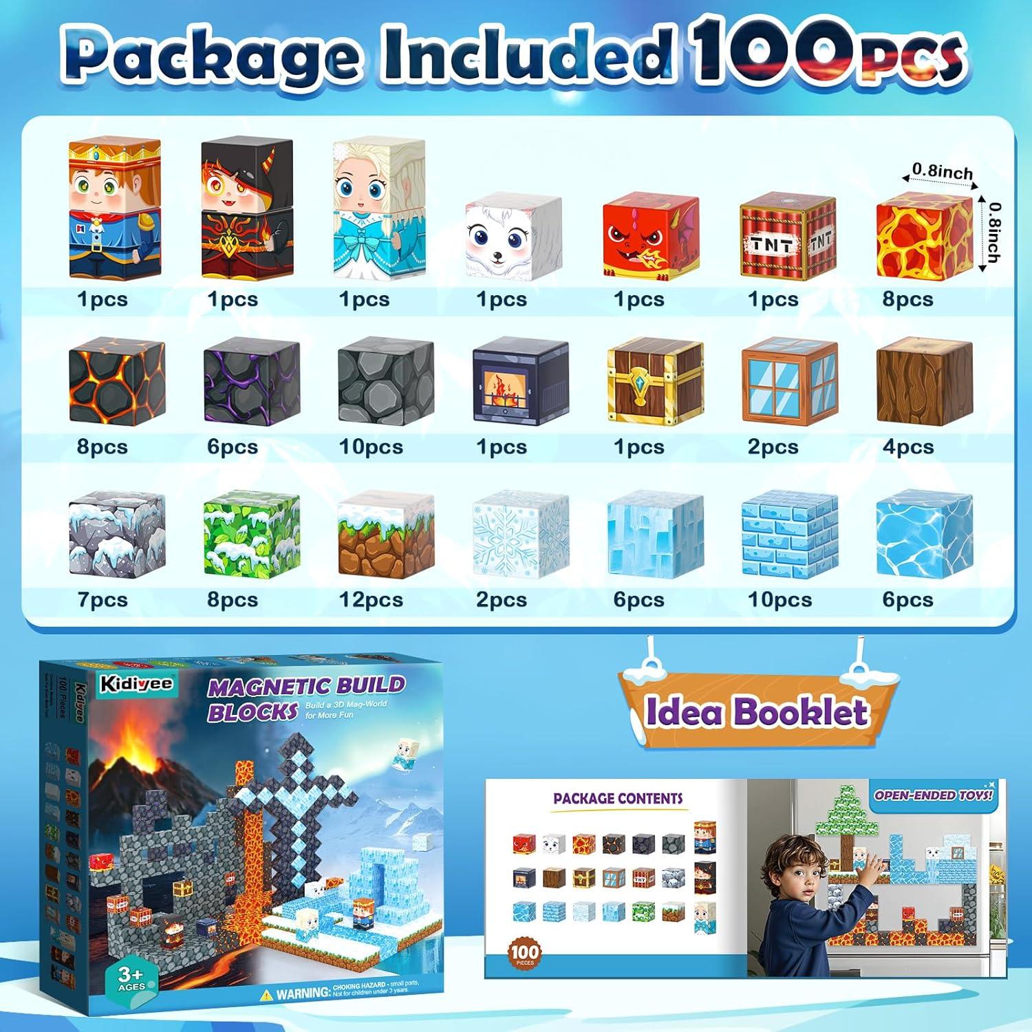 Bloques Magnéticos Kidiyee 100 Piezas 2.03cm Juguetes STEM
