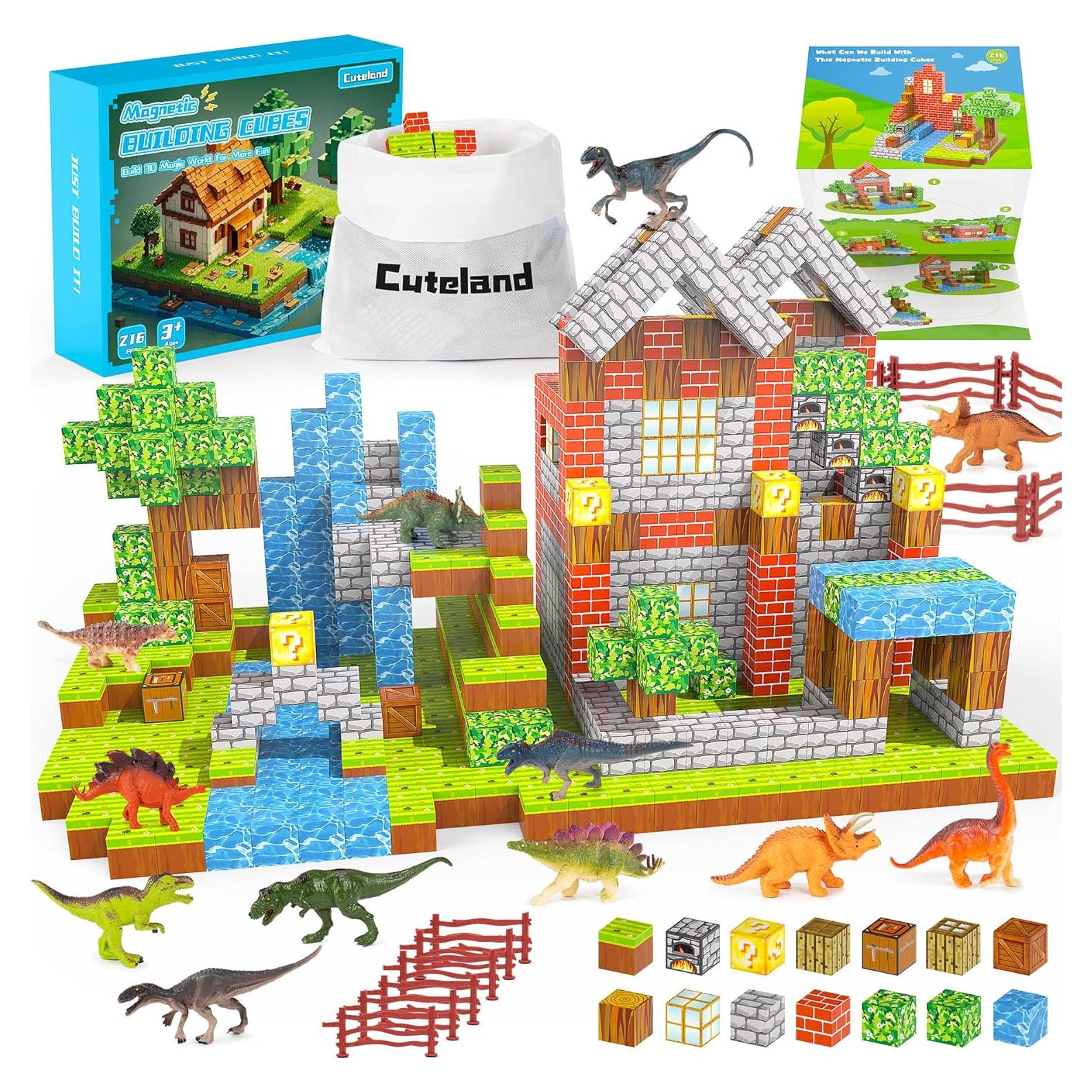 Bloques Magnéticos 216 Piezas Juguetes de Construcción para Niños