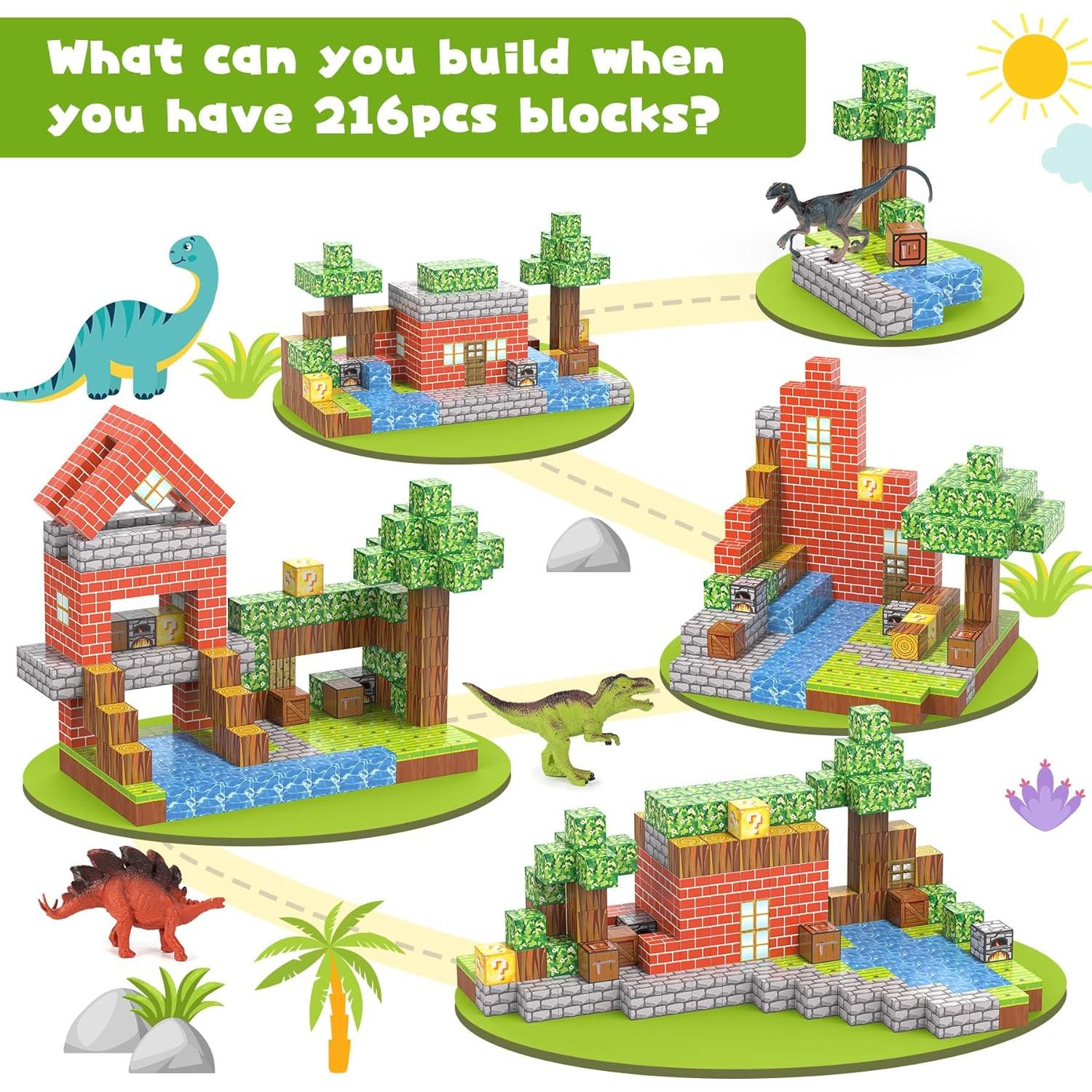 Bloques Magnéticos 216 Piezas Juguetes de Construcción para Niños