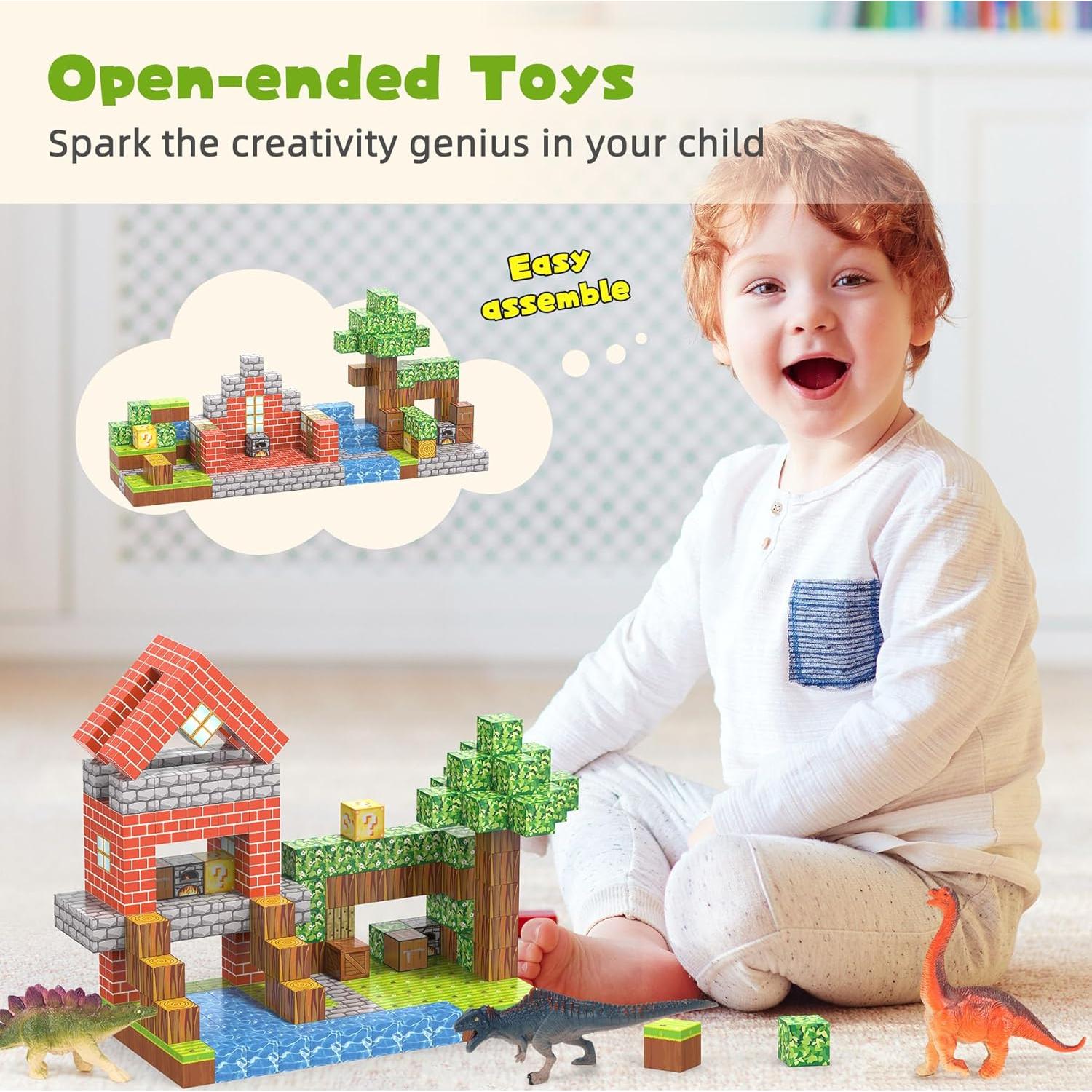 Bloques Magnéticos 216 Piezas Juguetes de Construcción para Niños