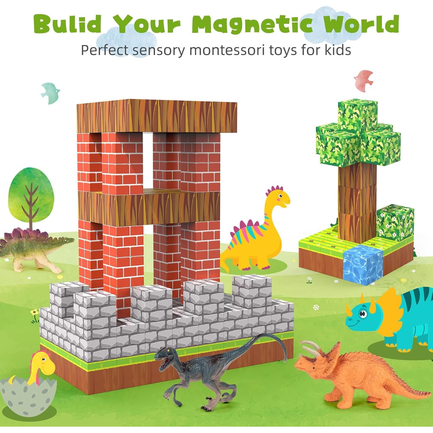 Bloques Magnéticos 216 Piezas Juguetes de Construcción para Niños