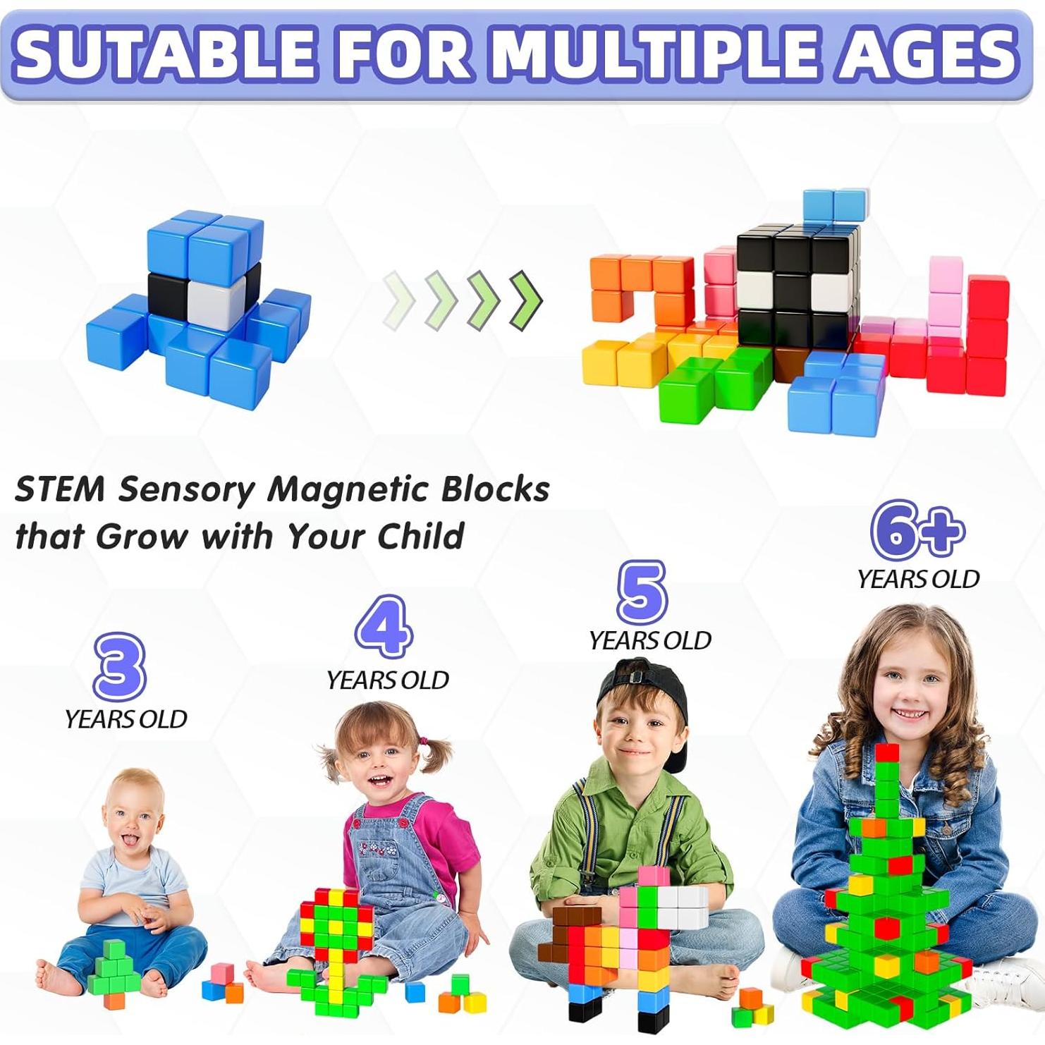 Bloques Magnéticos Apluses 81 Piezas Juguetes Educativos 3+