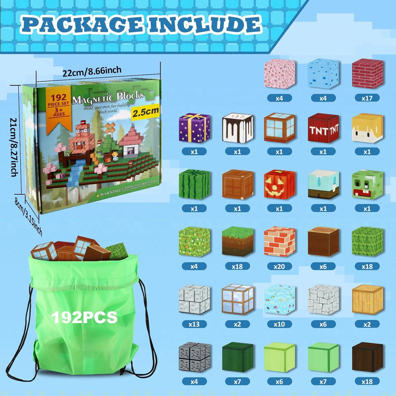 192 Bloques Magnéticos Milerong 2.5 cm para Niños 3+ Años