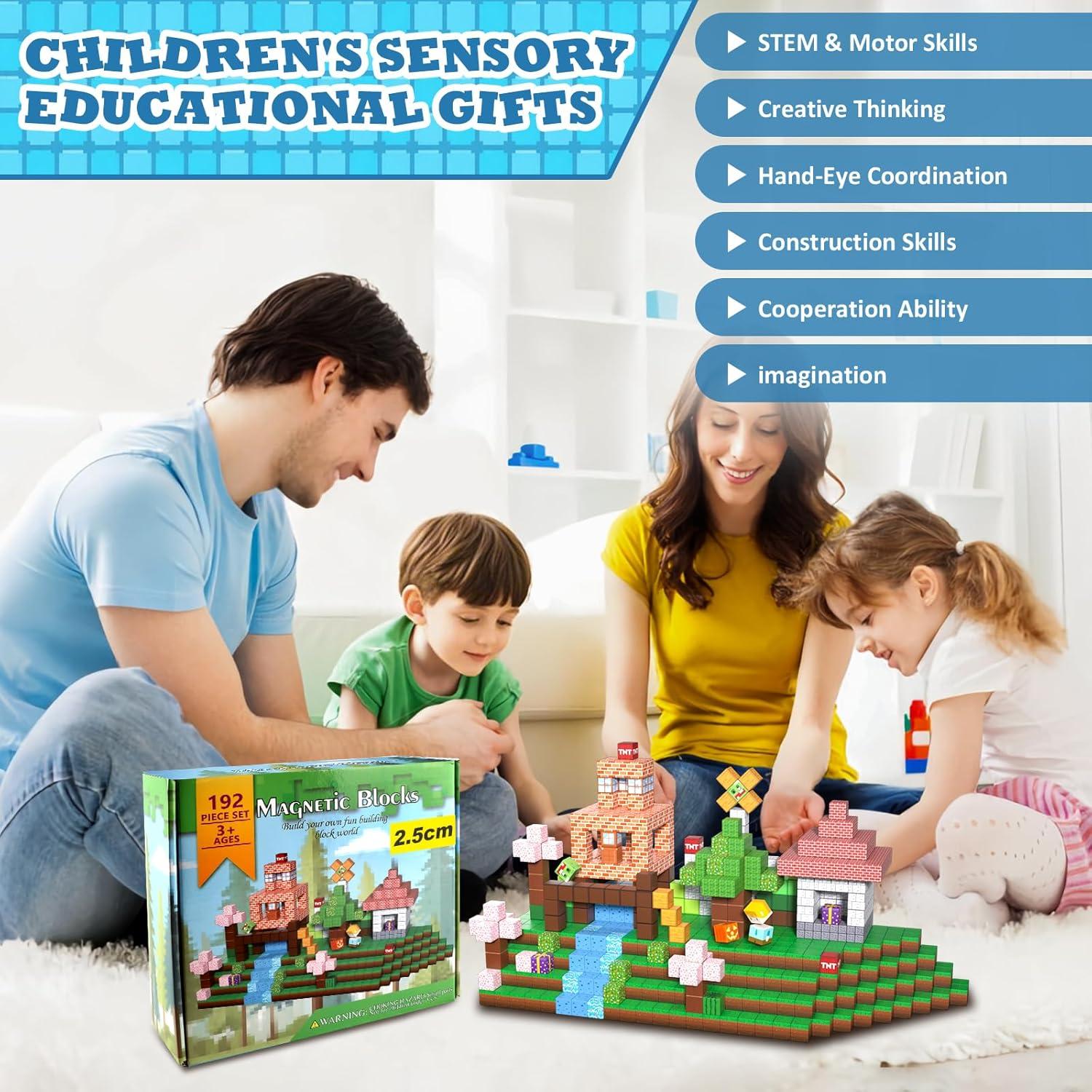 192 Bloques Magnéticos Milerong 2.5 cm para Niños 3+ Años