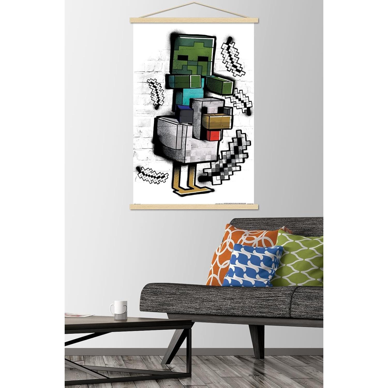 Póster de Pared Minecraft Chicken Jockey Allposters 86.4x56.8cm