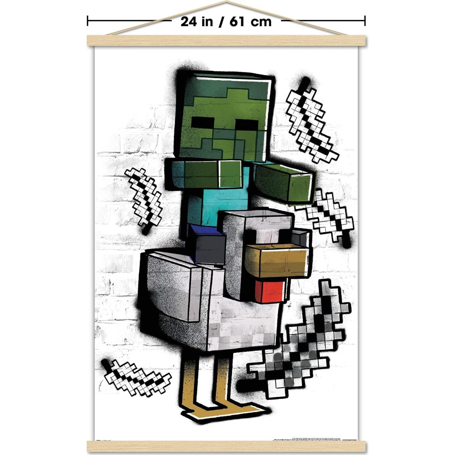 Póster de Pared Minecraft Chicken Jockey Allposters 86.4x56.8cm