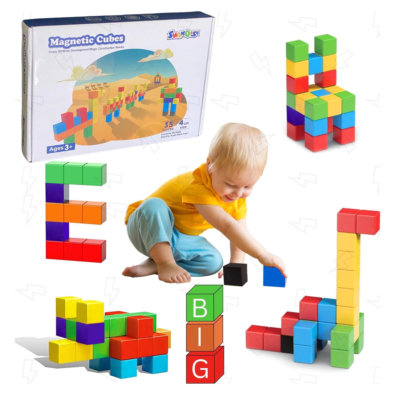 Bloques Magnéticos Extra Grandes 35 Piezas 4 cm para Niños