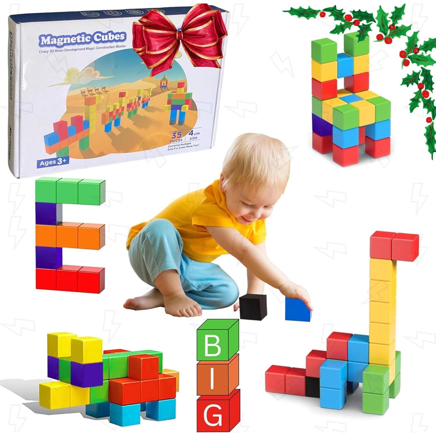 Bloques Magnéticos Extra Grandes 35 Piezas 4 cm para Niños