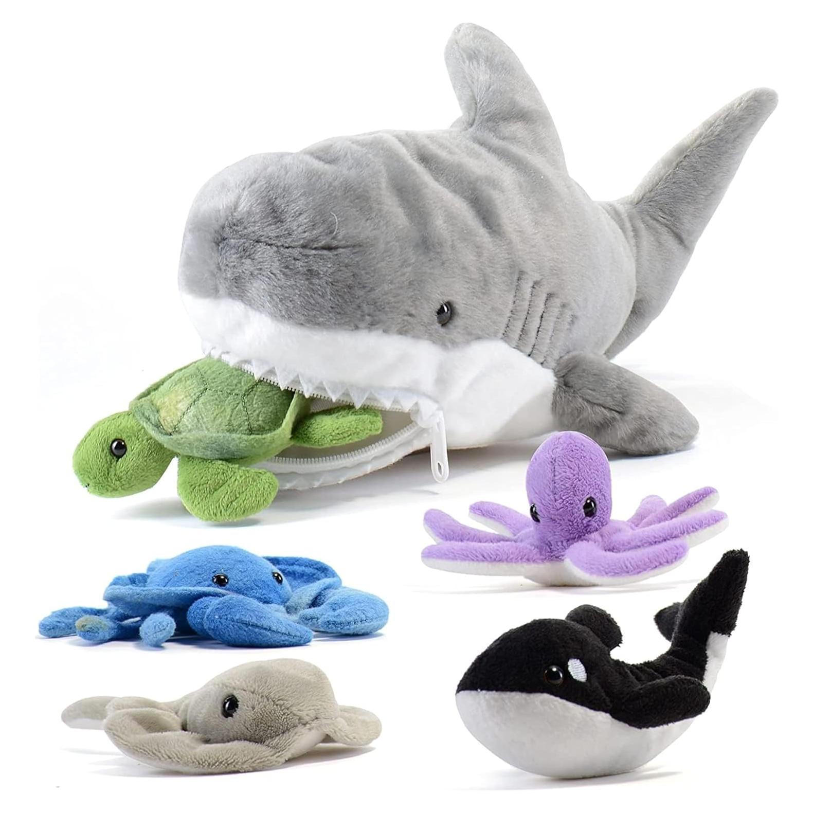 Juguete de Peluche Tiburón Prextex con 5 Animales Marinos