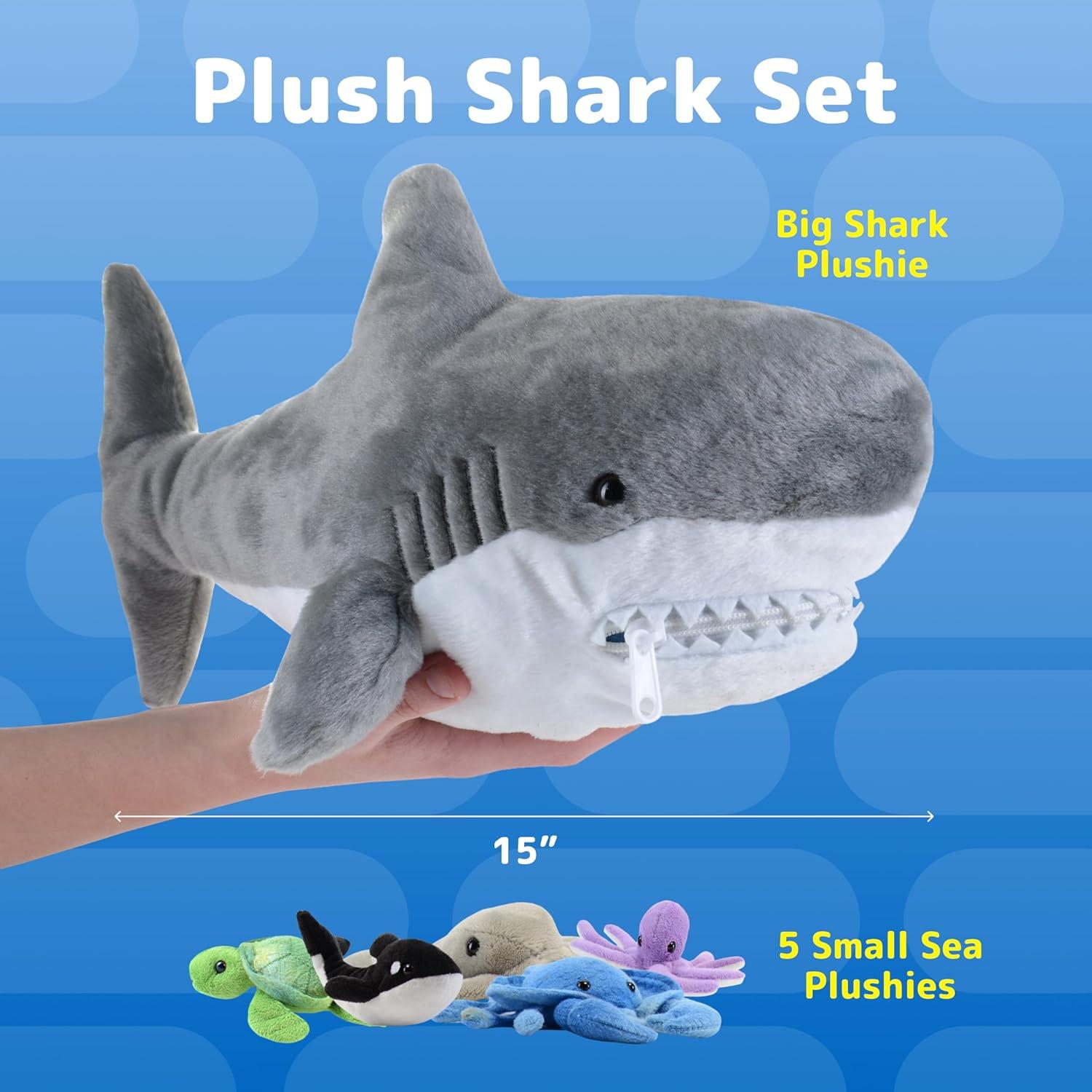 Juguete de Peluche Tiburón Prextex con 5 Animales Marinos