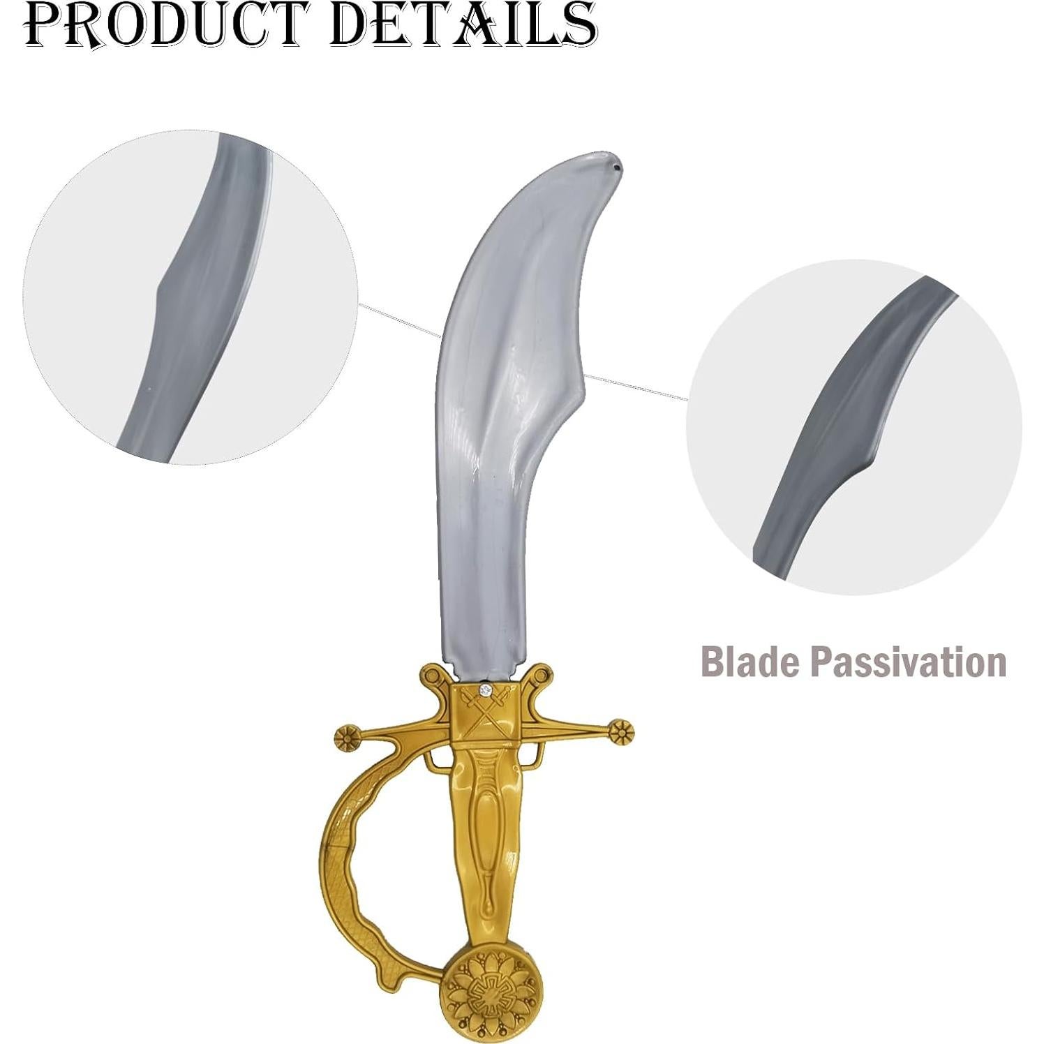 Set de 6 Espadas Pirata de Plástico para Niños 34 cm