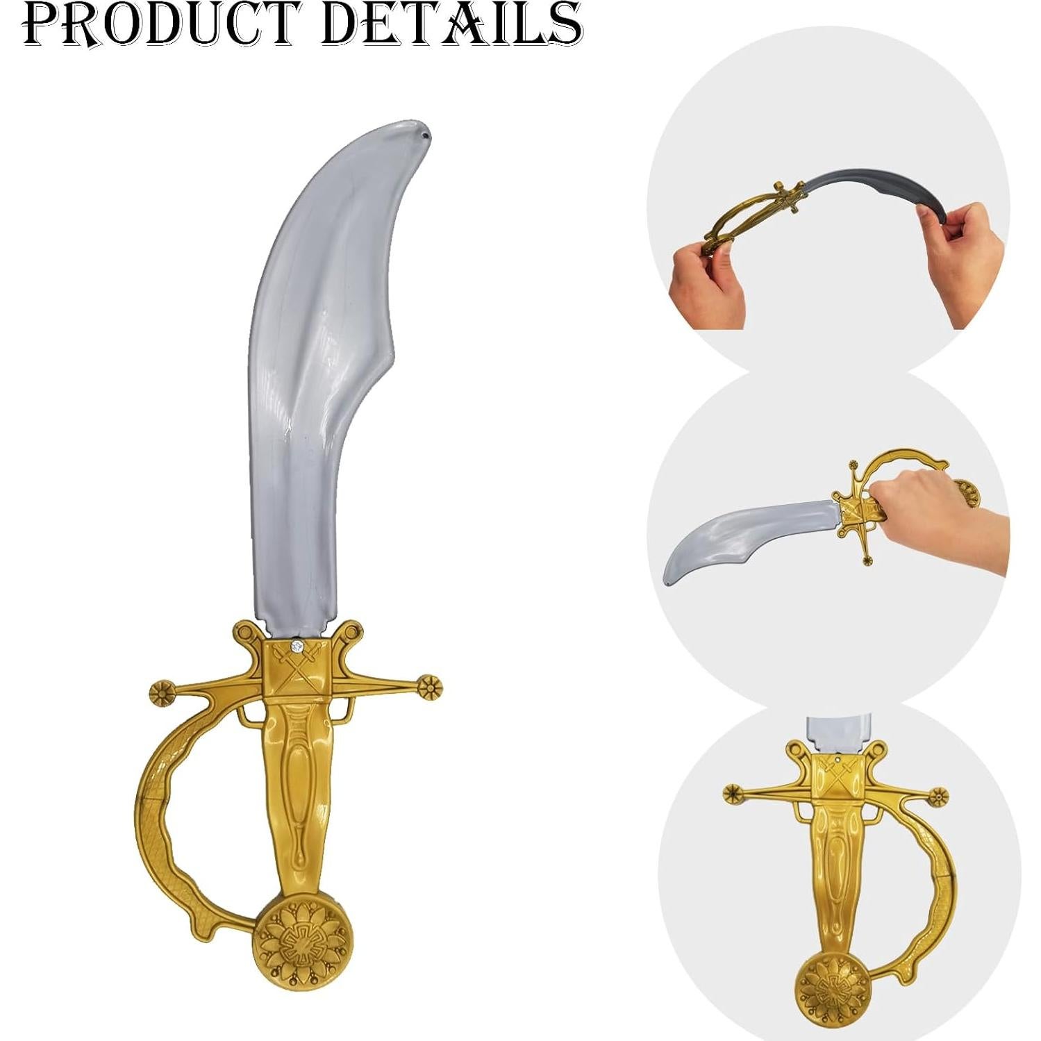 Set de 6 Espadas Pirata de Plástico para Niños 34 cm